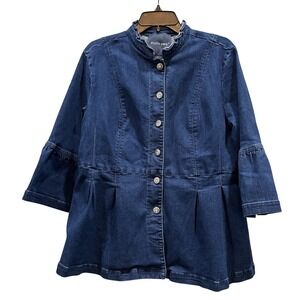 Studio Park Ruffle Denim Jacket Women's Medium
